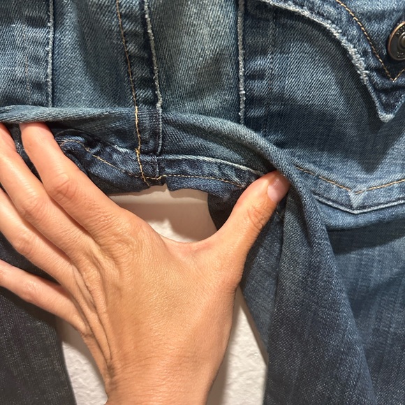 Vintage Y2K Hudson Low Rise Flare Jeans 2000s Distressed Dark Wash Denim - Sz 27 - Picture 11 of 16